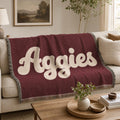 Aggies Script Woven Blanket | Retro Team Lettering, Maroon Cream