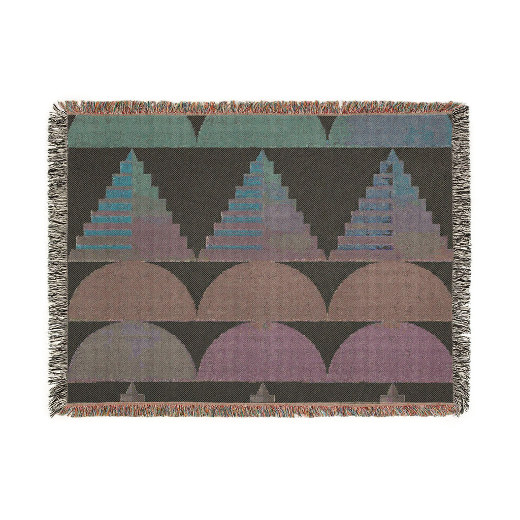 Southwest Geo Pattern Woven Blanket | Pyramid Arc Throw, Earth Tones