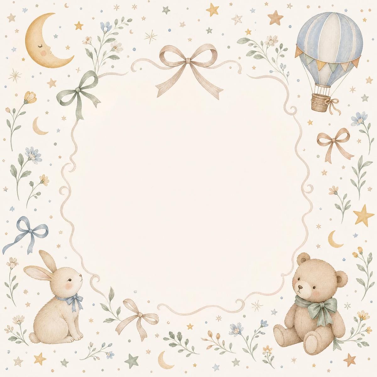 Nursery Moon & Hot Air Balloon Woven Blanket | Personalized Baby Name