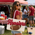 Hoosiers Football Weekender Bag | Red Cream Canvas Tote