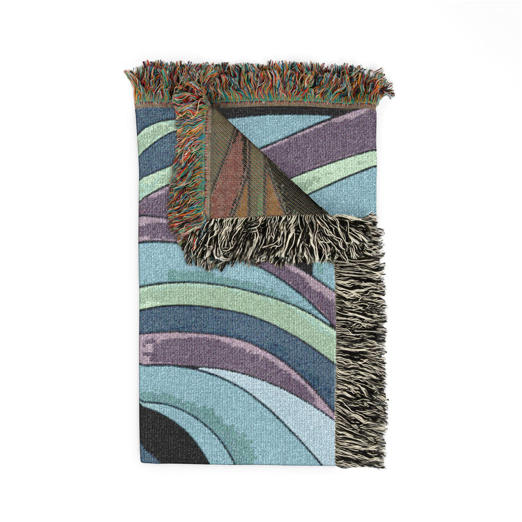 Swirling Abstract Spiral Woven Blanket | Geometric Mosaic Throw