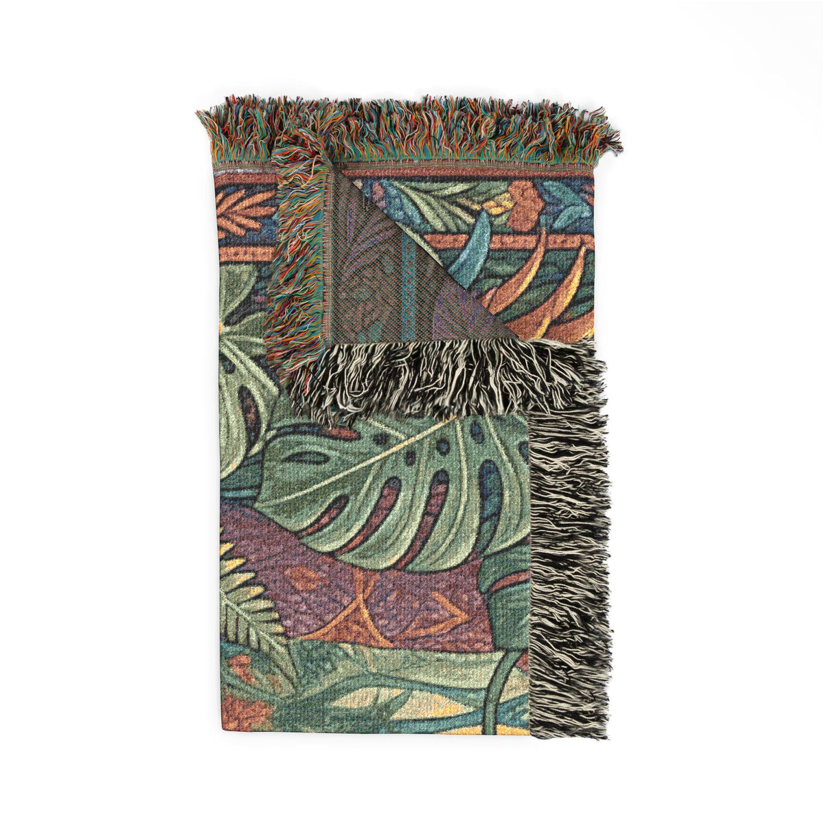 Jungle Leopard Woven Blanket | Tropical Animal Tapestry Throw