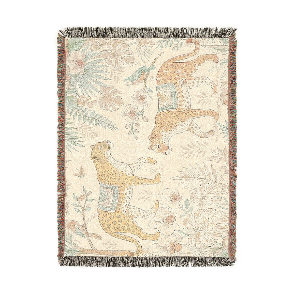 Tropical Leopard Woven Blanket I Animal Throw