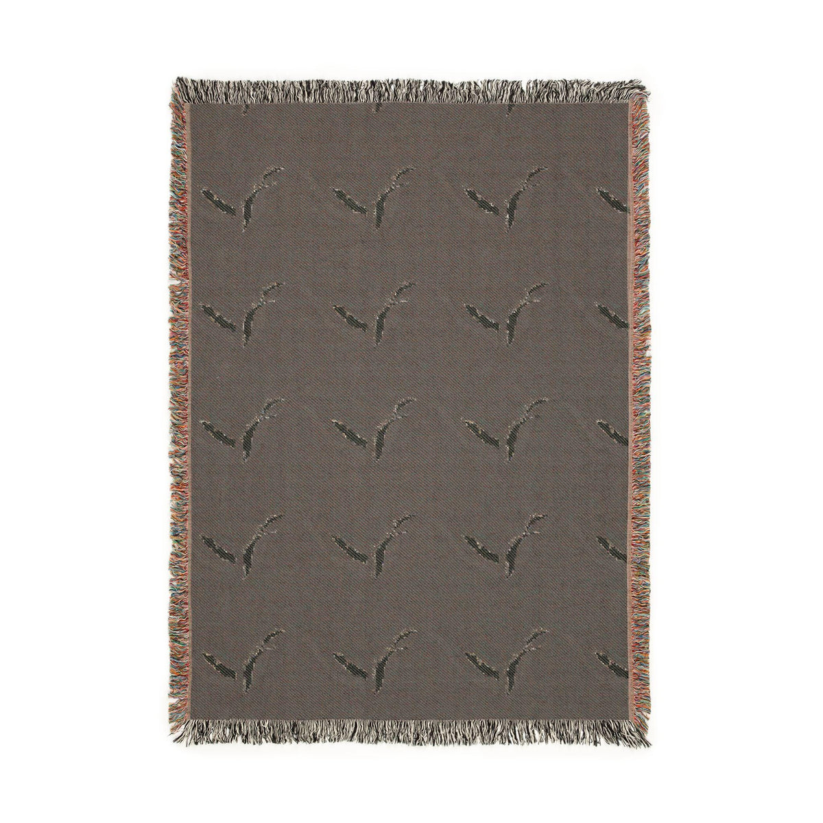 Mallard Duck Pattern Woven Blanket | Bird Motif Throw, Navy or Gray
