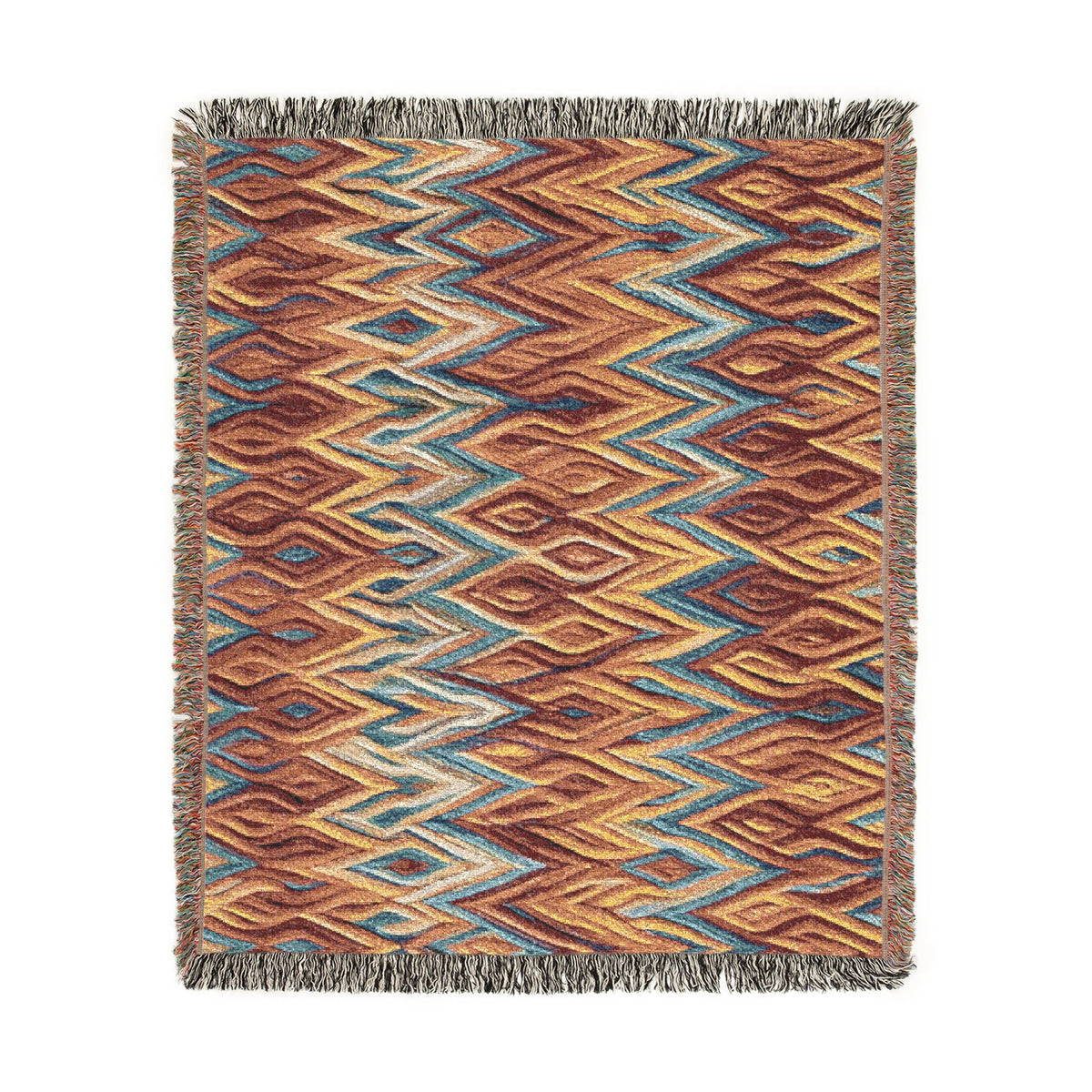 Southwestern Diamond Pattern Woven Blanket | Aztec Throw with Fringe