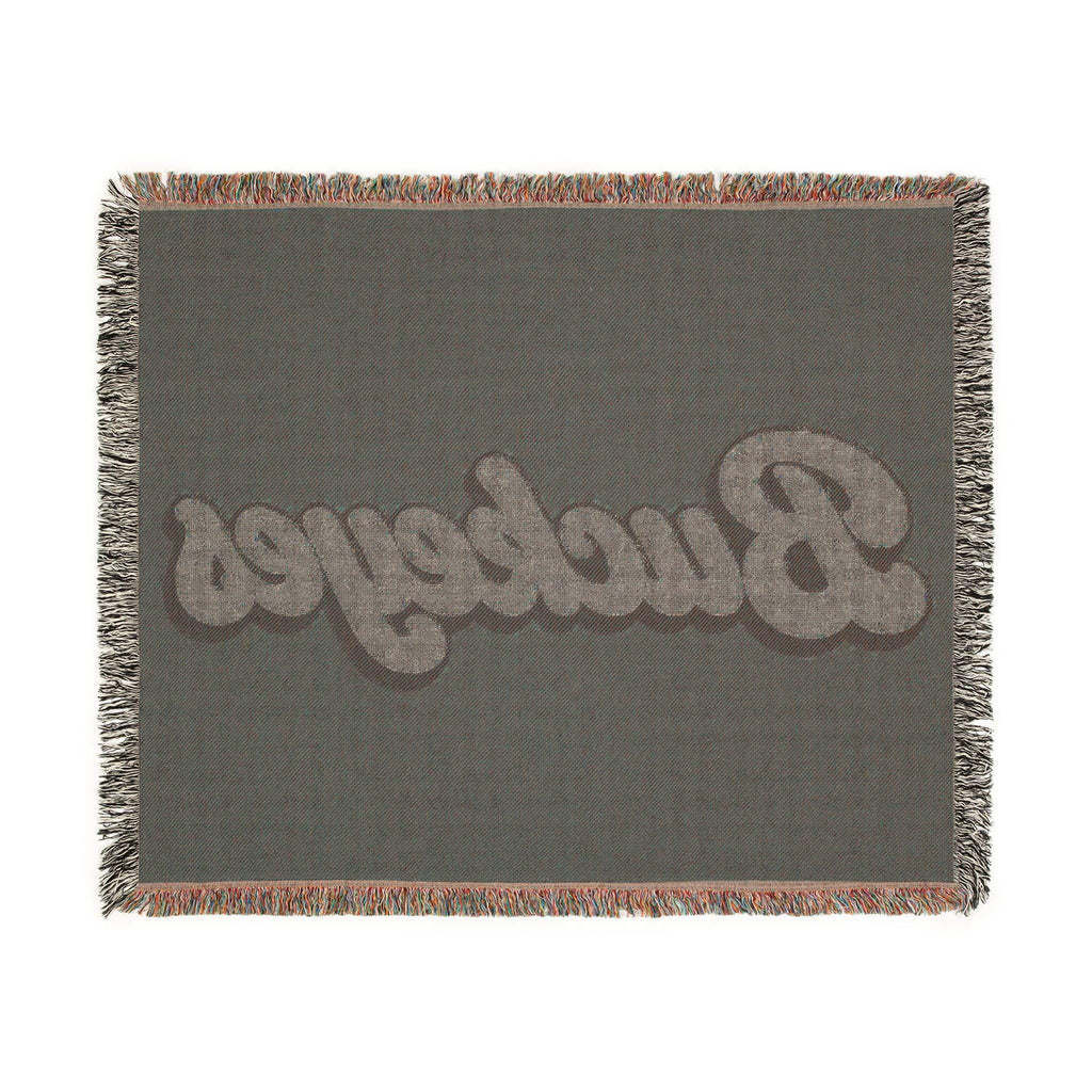 Buckeyes script Woven Blanket | collegiate team throw, maroon gray sports décor