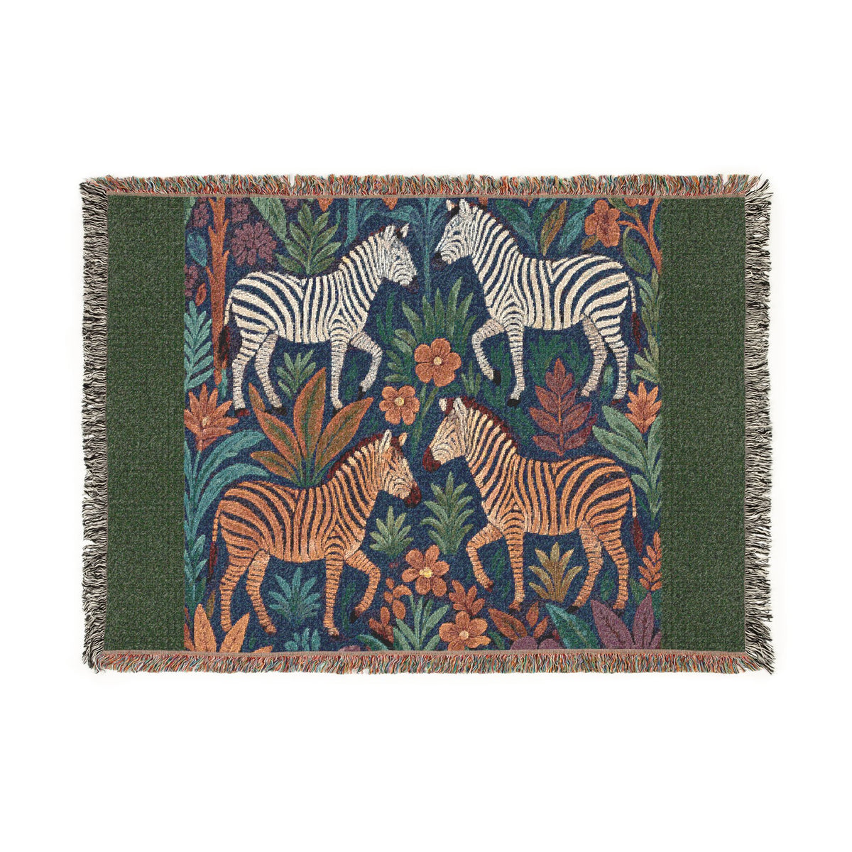 Zebra Jungle Tapestry Woven Blanket | Boho Animal Pattern