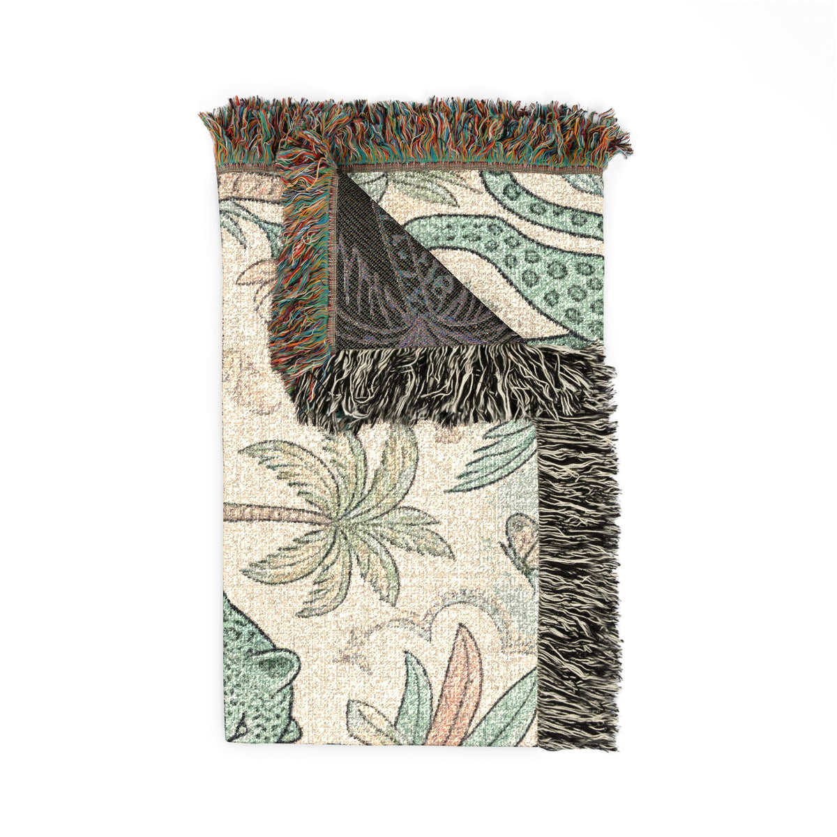Paisley Tiger Tapestry Woven Blanket | Boho Palm Motif