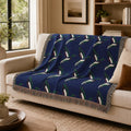 Mallard Duck Pattern Woven Blanket | Bird Motif Throw, Navy or Gray