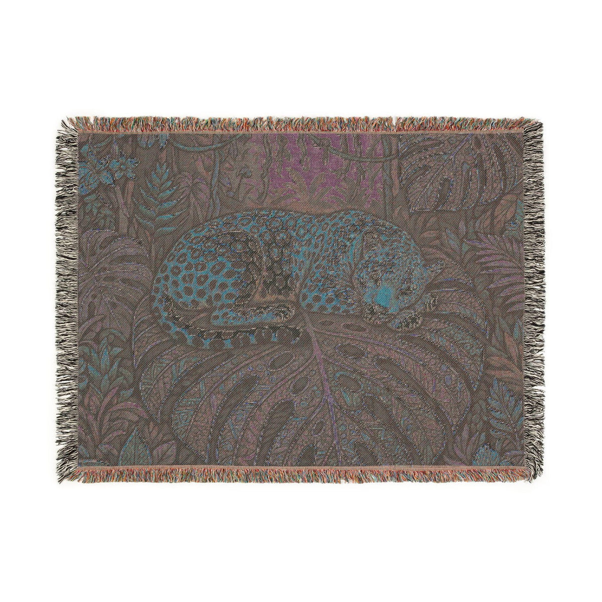 Sleeping Leopard Woven Blanket | Jungle Tapestry Throw, Boho Animal Decor