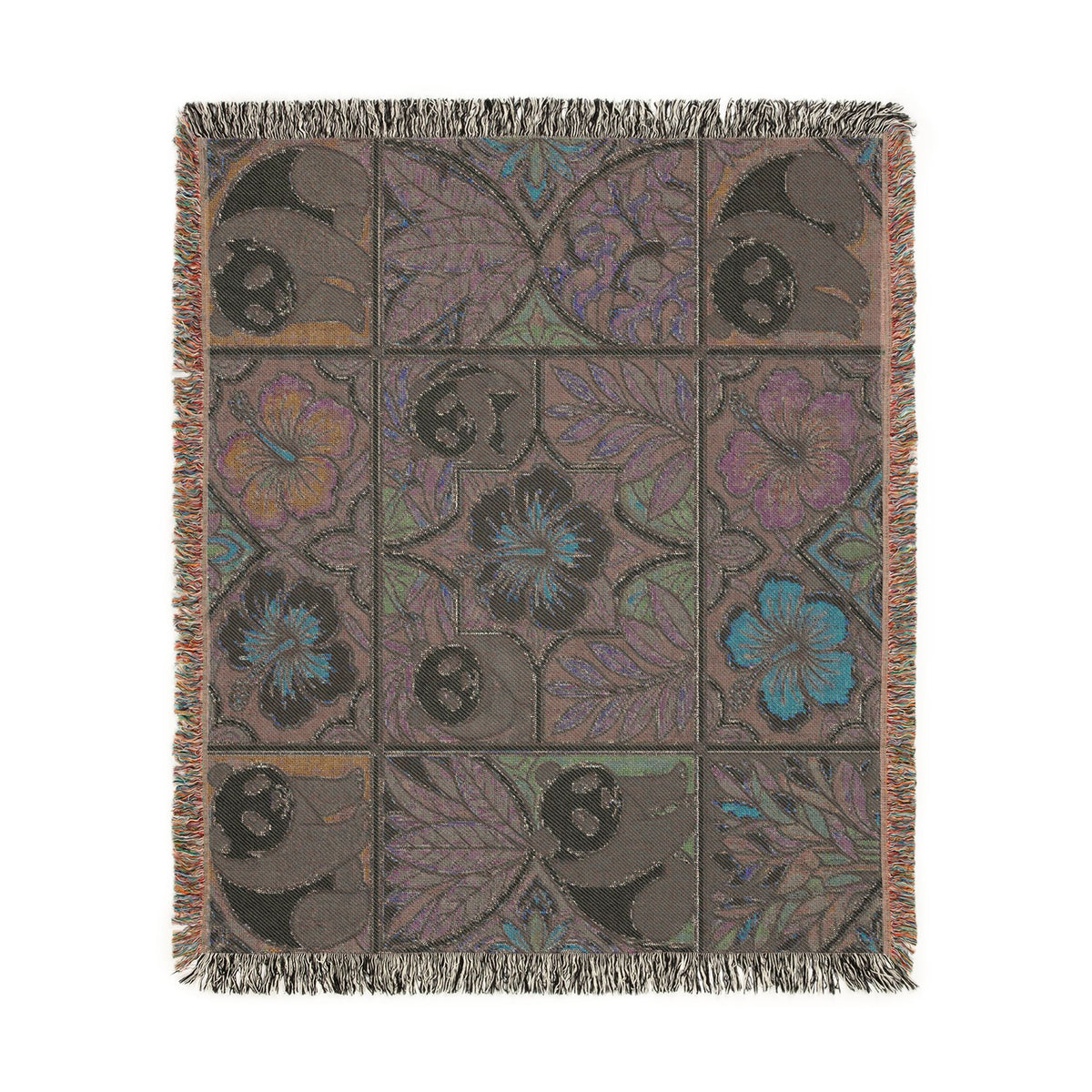 Bright and Bold Woven Panda Blanket I Woven Animal Blanket Throw