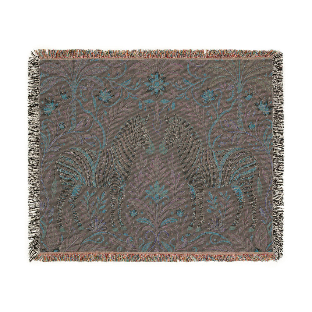 Zebra Tapestry Woven Blanket | Boho Vintage Floral Motif