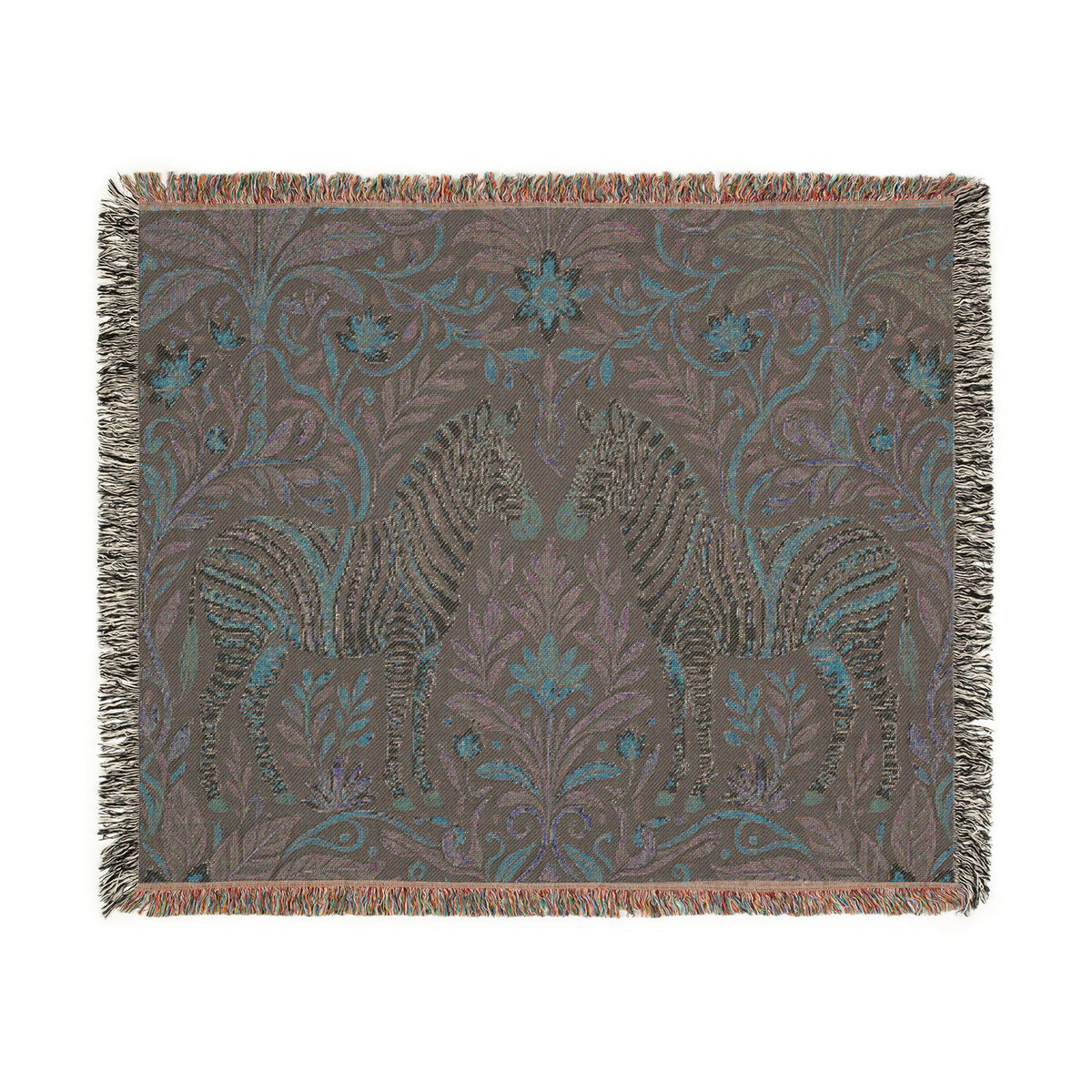 Zebra Tapestry Woven Blanket | Boho Vintage Floral Motif