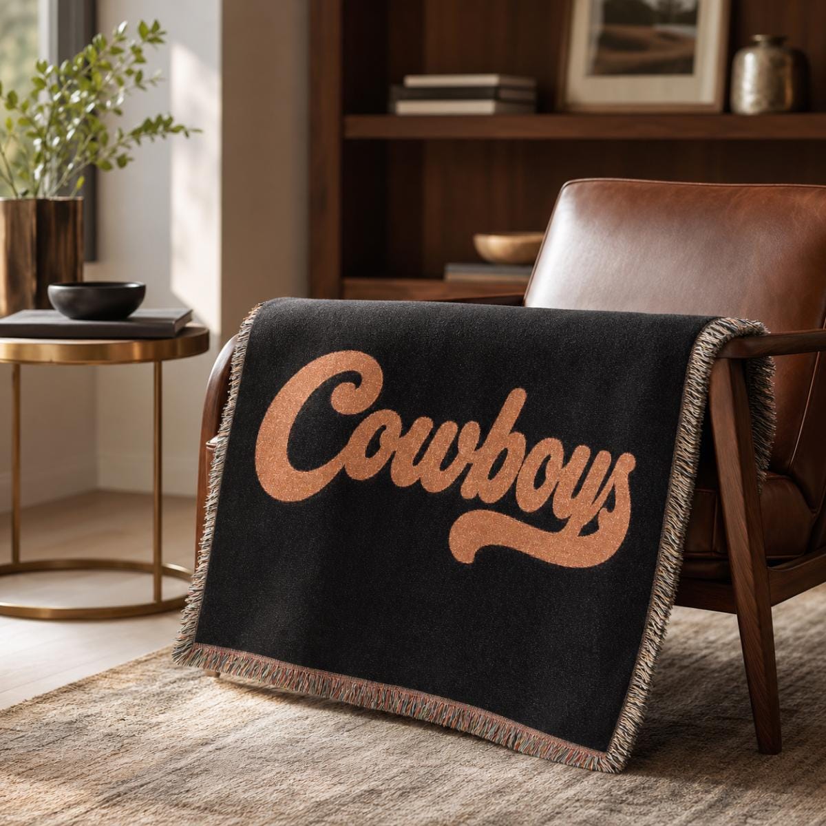 Cowboys Script Woven Blanket | Retro Script Throw, Western Team Decor