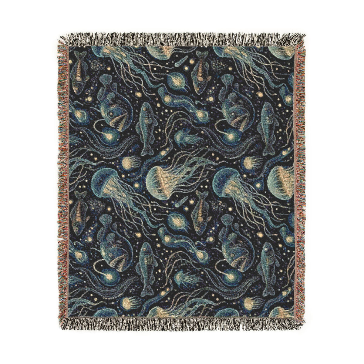 Jellyfish Night Sky Woven Blanket | Ocean Constellation Throw