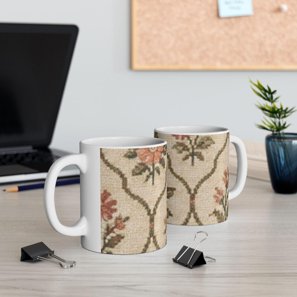 Vintage Floral Pattern Mug | Persian Rug Inspired Ceramic Mug