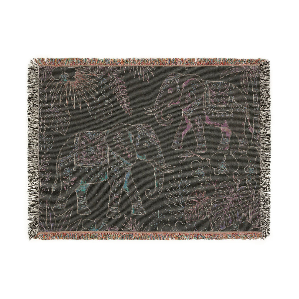 Boho Elephant Tapestry Woven Blanket | Jungle Safari Throw