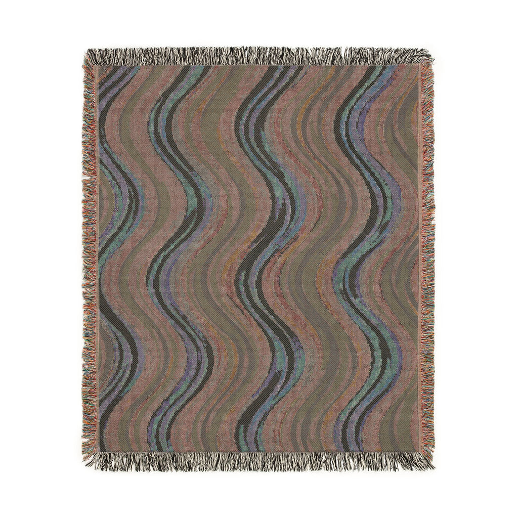 Ocean Wave Pattern Woven Blanket | Blue Teal Coastal Throw