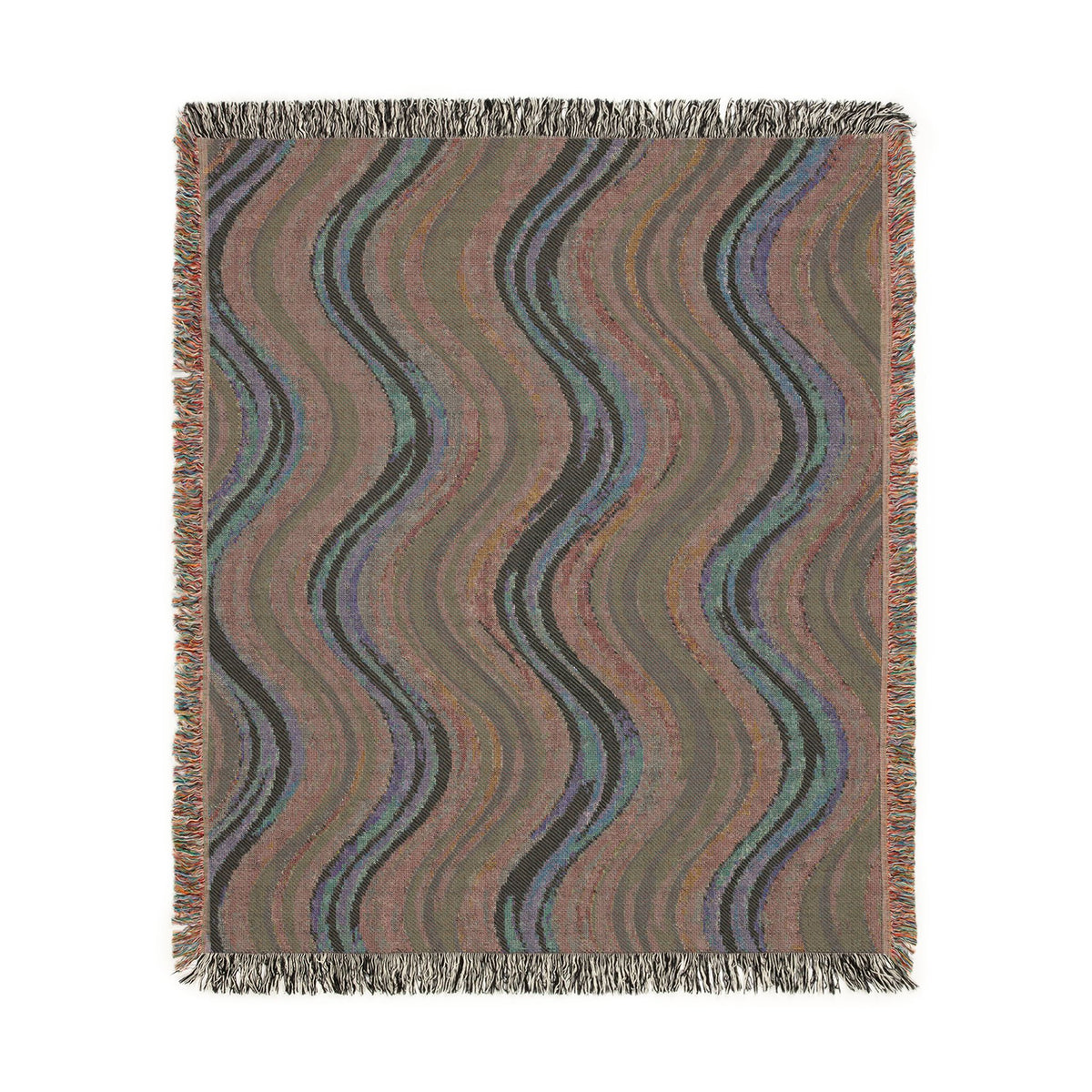 Ocean Wave Pattern Woven Blanket | Blue Teal Coastal Throw