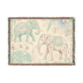 Boho Elephant Tapestry Woven Blanket | Jungle Safari Throw