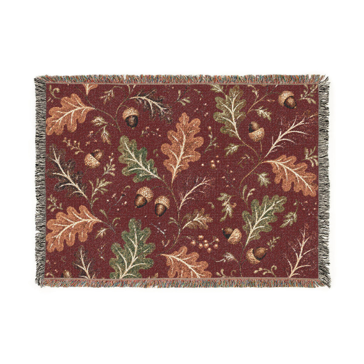 Autumn Oak Leaves Woven Blanket | Custom Fall Acorn Throw