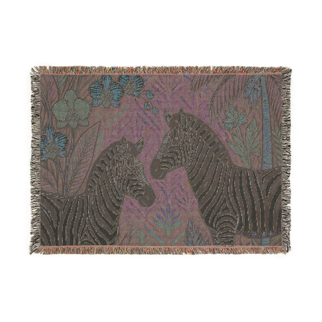 Zebra Jungle Illustration Woven Blanket | Safari Animal Throw