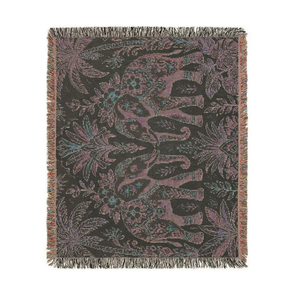 Boho Elephant Tapestry Woven Blanket | Palm Tree Floral Pattern