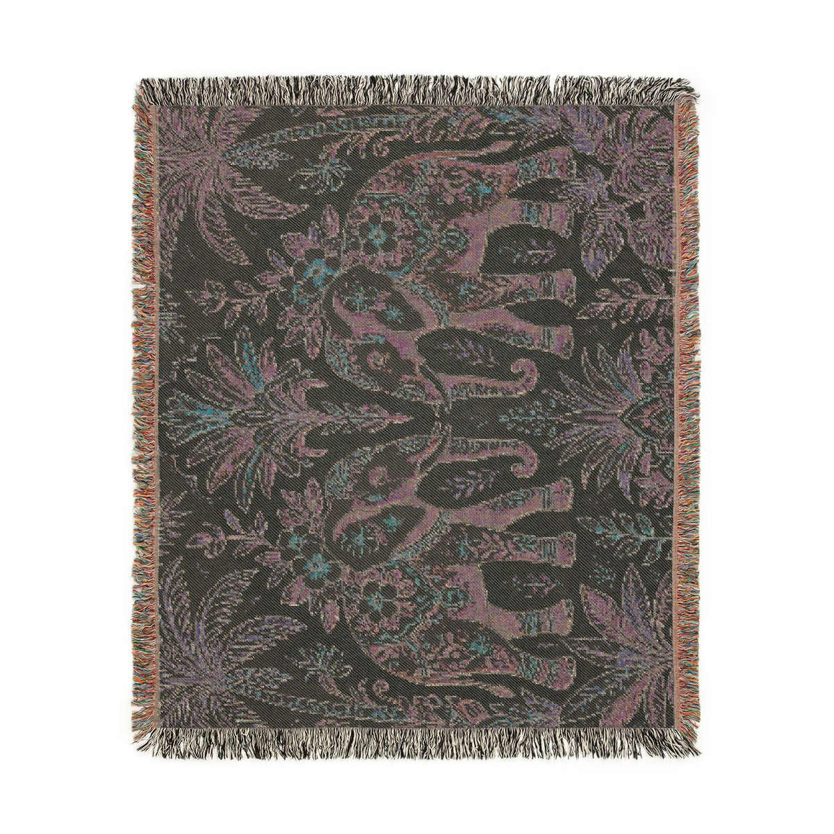 Boho Elephant Tapestry Woven Blanket | Palm Tree Floral Pattern
