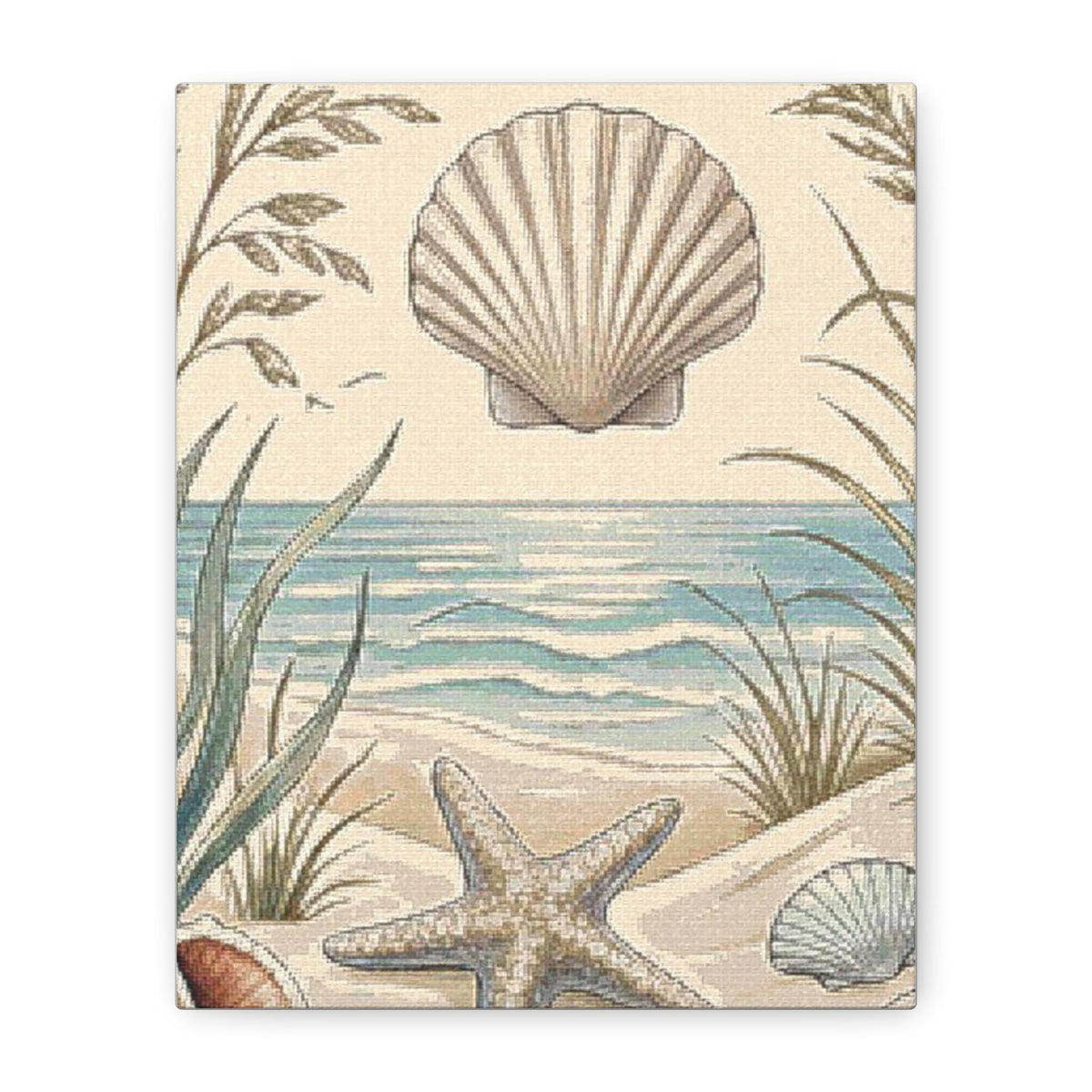 Coastal Shells Beach Scene Canvas