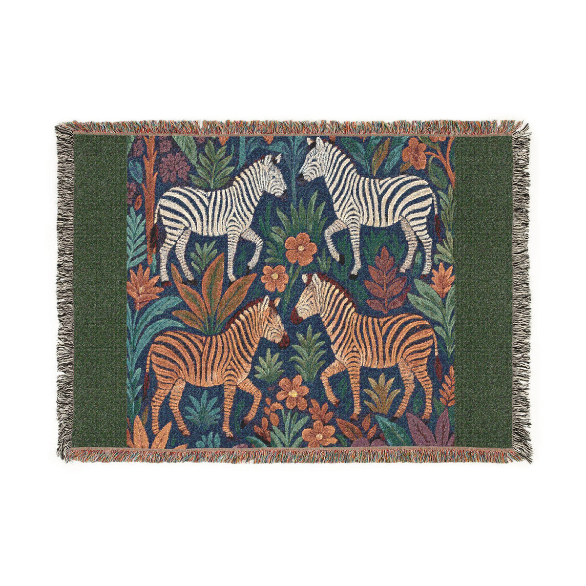 Zebra Jungle Tapestry Woven Blanket | Boho Animal Pattern