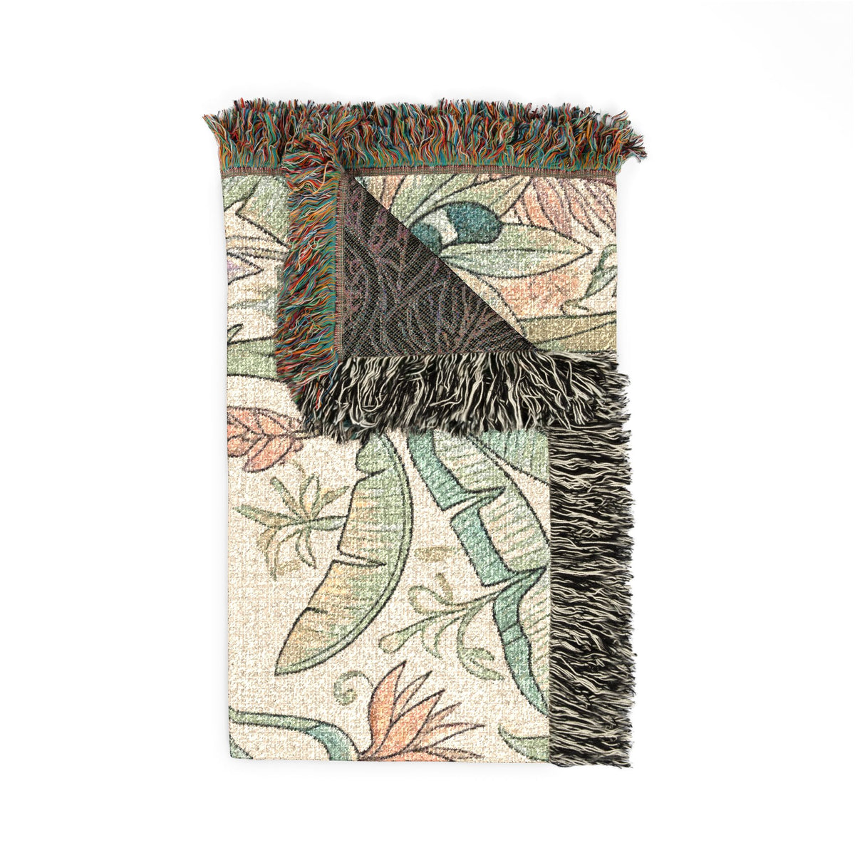 Leopard & Cub Floral Tapestry Woven Blanket | Boho Jungle Animal Throw
