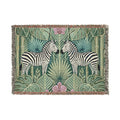 Art Deco Zebra Tapestry Woven Blanket | Jungle Palm Motif