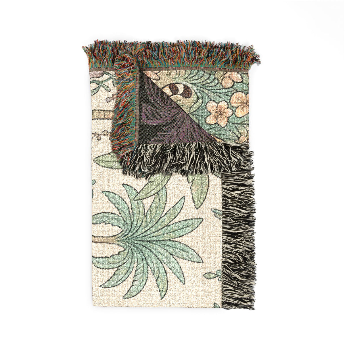 Jungle Leopard Tapestry Woven Blanket | Tropical Palm Animal Throw