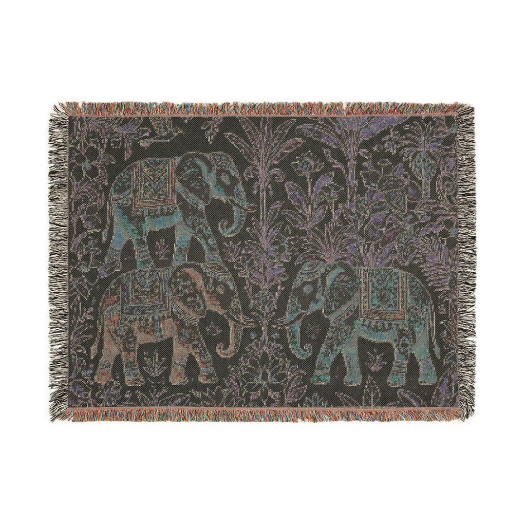 Boho Elephants Woven Blanket | Tapestry Animal Throw