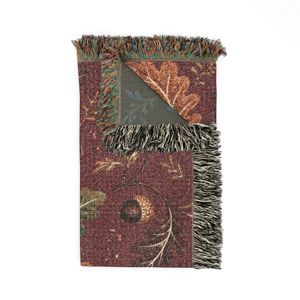 Autumn Oak Leaves Woven Blanket | Custom Fall Acorn Throw