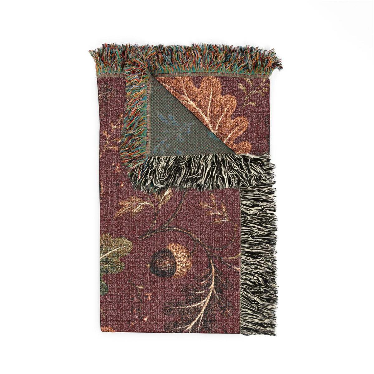 Autumn Oak Leaves Woven Blanket | Custom Fall Acorn Throw