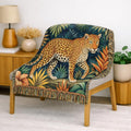 Leopard Jungle Tapestry Woven Blanket | Botanical Animal Throw