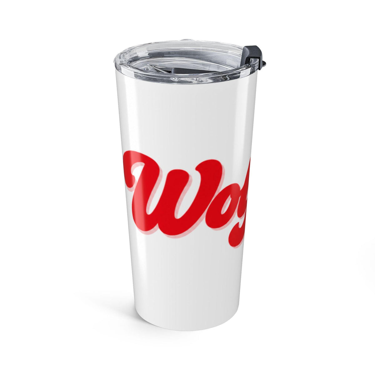 Red Script Wolfpack Typography Tumbler 20oz | Retro Cursive Logo
