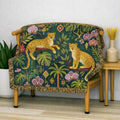 Jungle Leopard Tapestry Woven Blanket | Tropical Foliage Throw