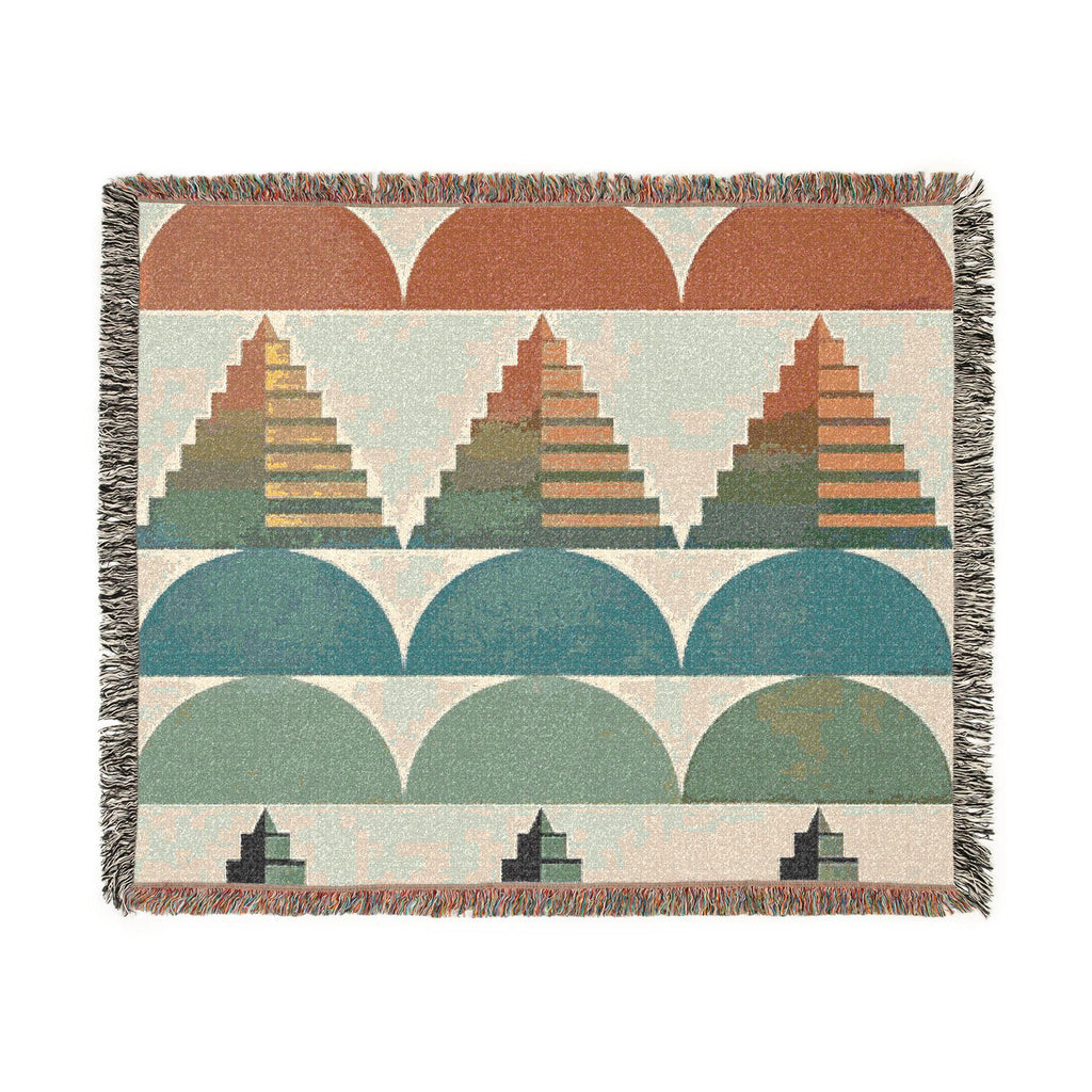 Southwest Geo Pattern Woven Blanket | Pyramid Arc Throw, Earth Tones