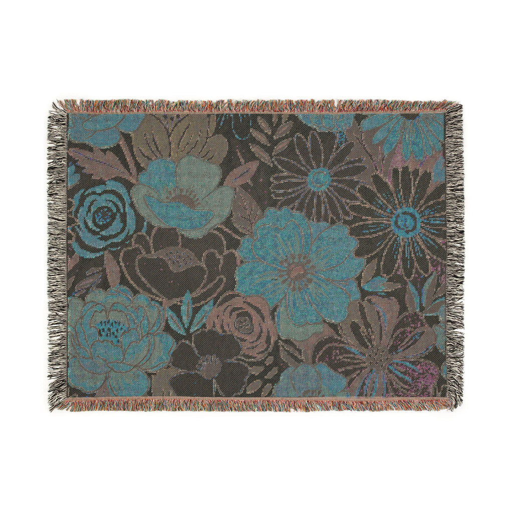 Bold Floral Print Woven Blanket | Flower Pattern Throw, Cozy Home Decor