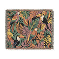 Bold Tropical Woven Blanket, Tropical Leaves Pattern Throw