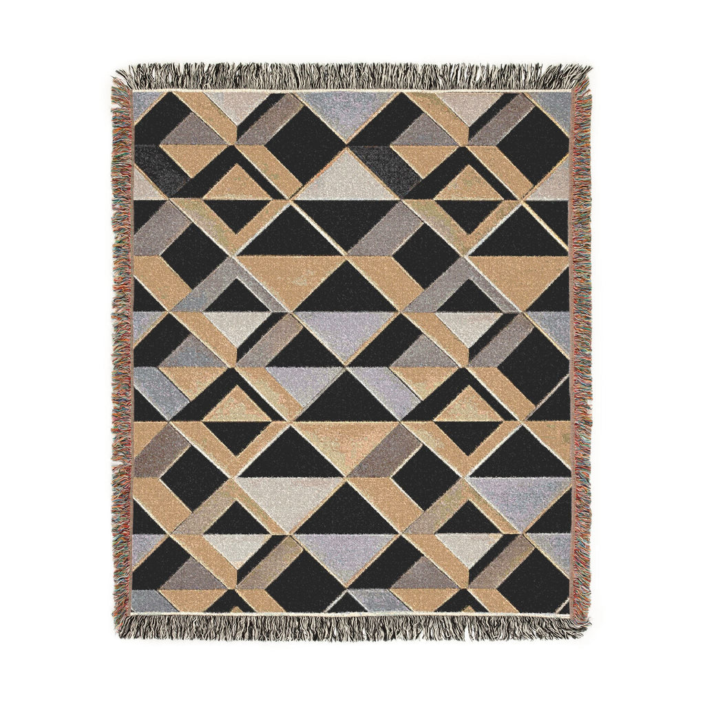 Geometric Art Deco Woven Blanket | Mid-Century Diamond Pattern Throw