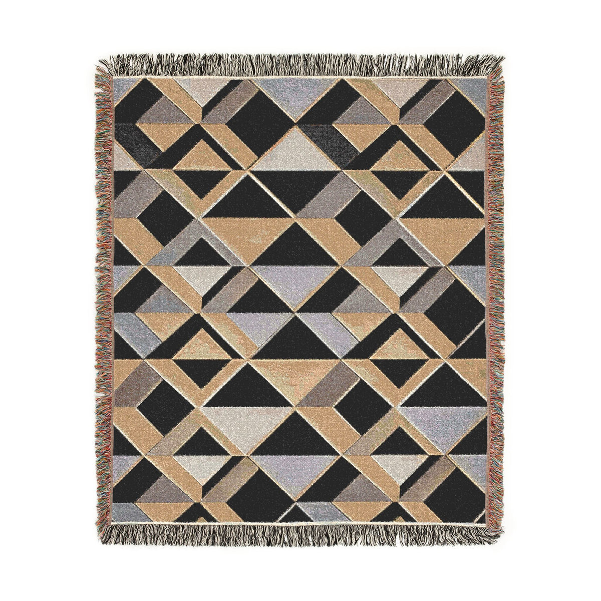Geometric Art Deco Woven Blanket | Mid-Century Diamond Pattern Throw