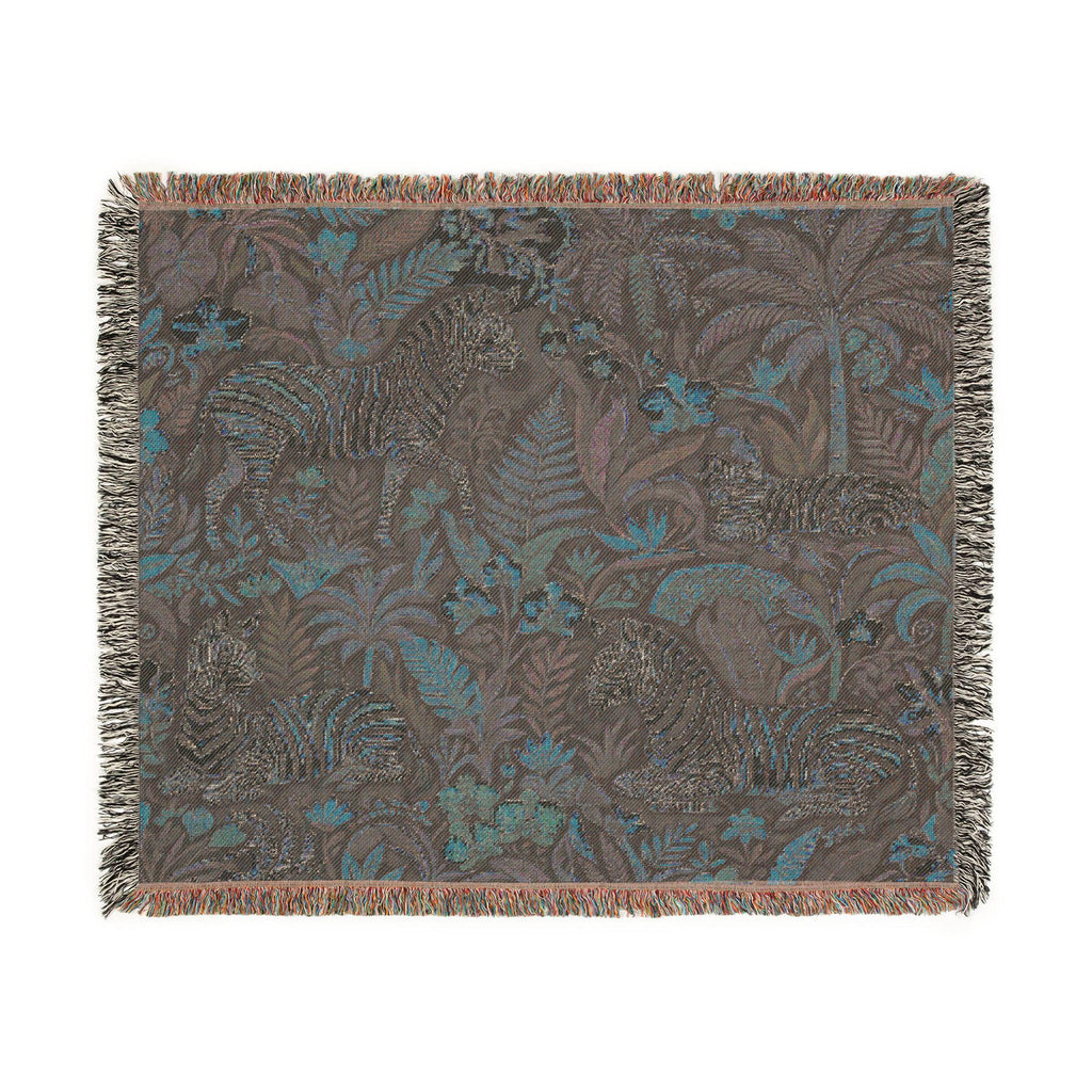Zebra Jungle Tapestry Woven Blanket | Tropical Animal Throw