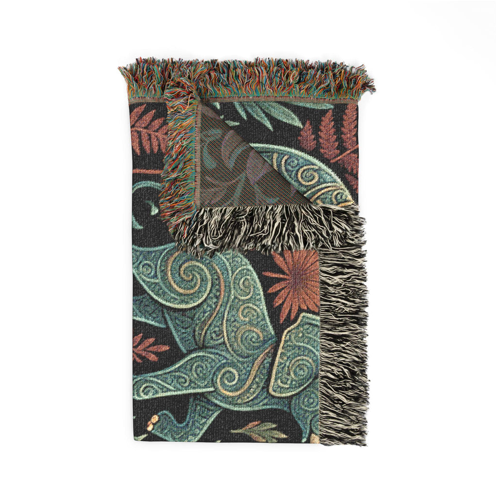Bohemian Elephant Tapestry Woven Blanket | Jungle Floral Fringe Throw
