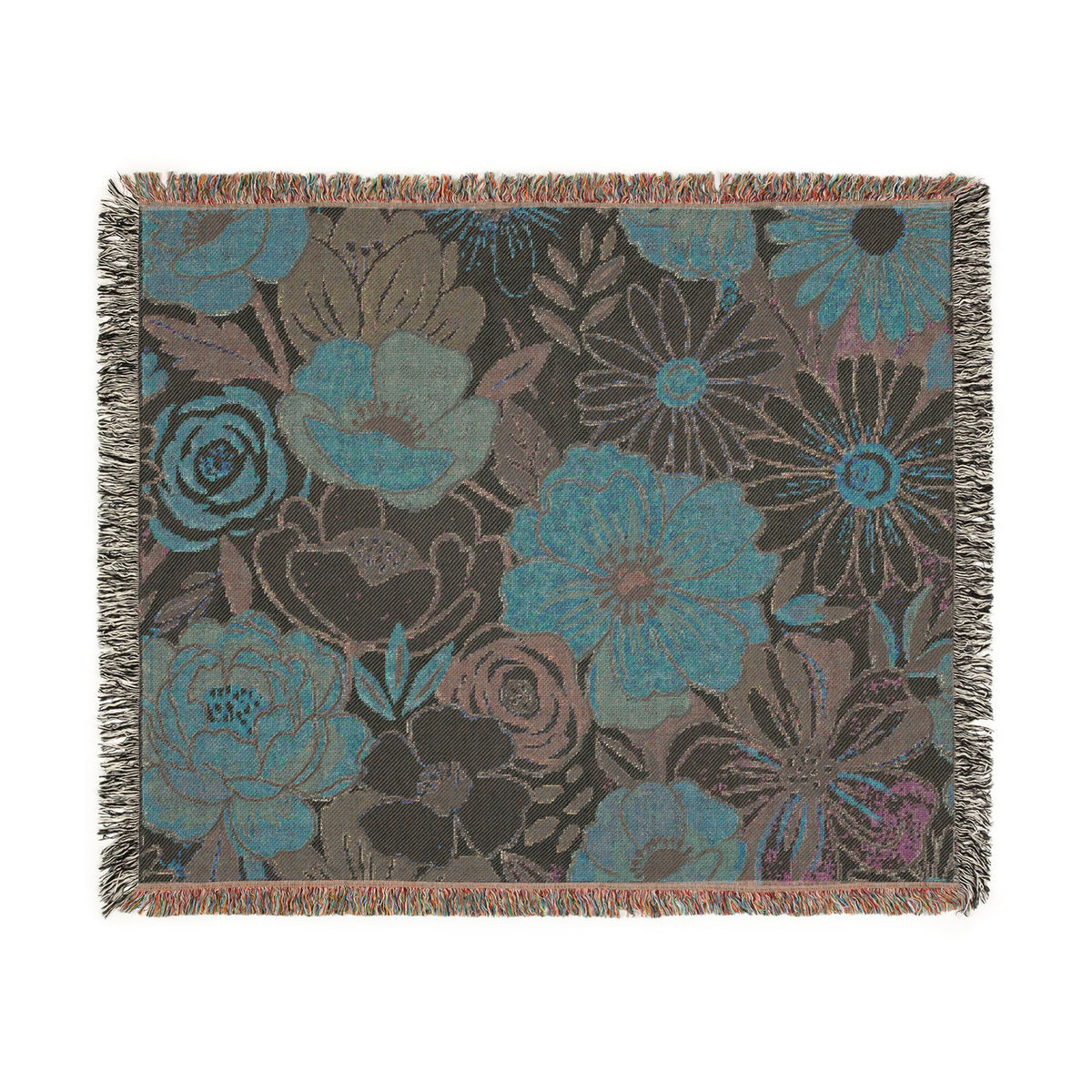 Bold Floral Print Woven Blanket | Flower Pattern Throw, Cozy Home Decor