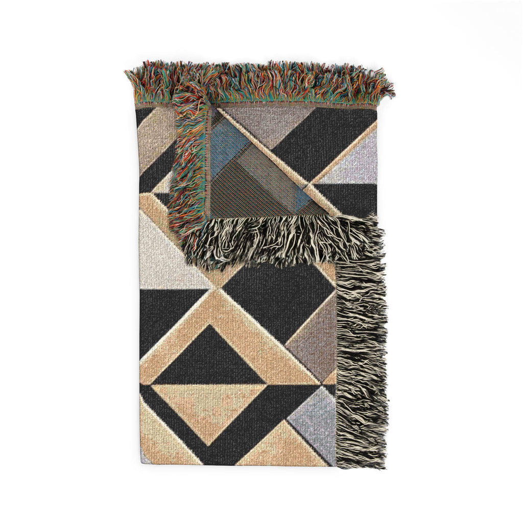Geometric Art Deco Woven Blanket | Mid-Century Diamond Pattern Throw