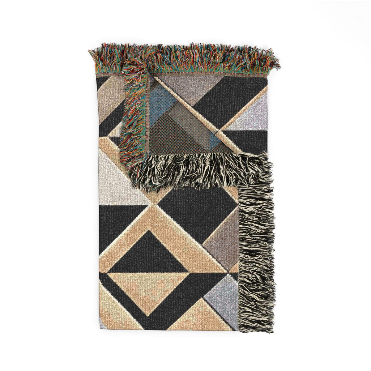 Geometric Art Deco Woven Blanket | Mid-Century Diamond Pattern Throw