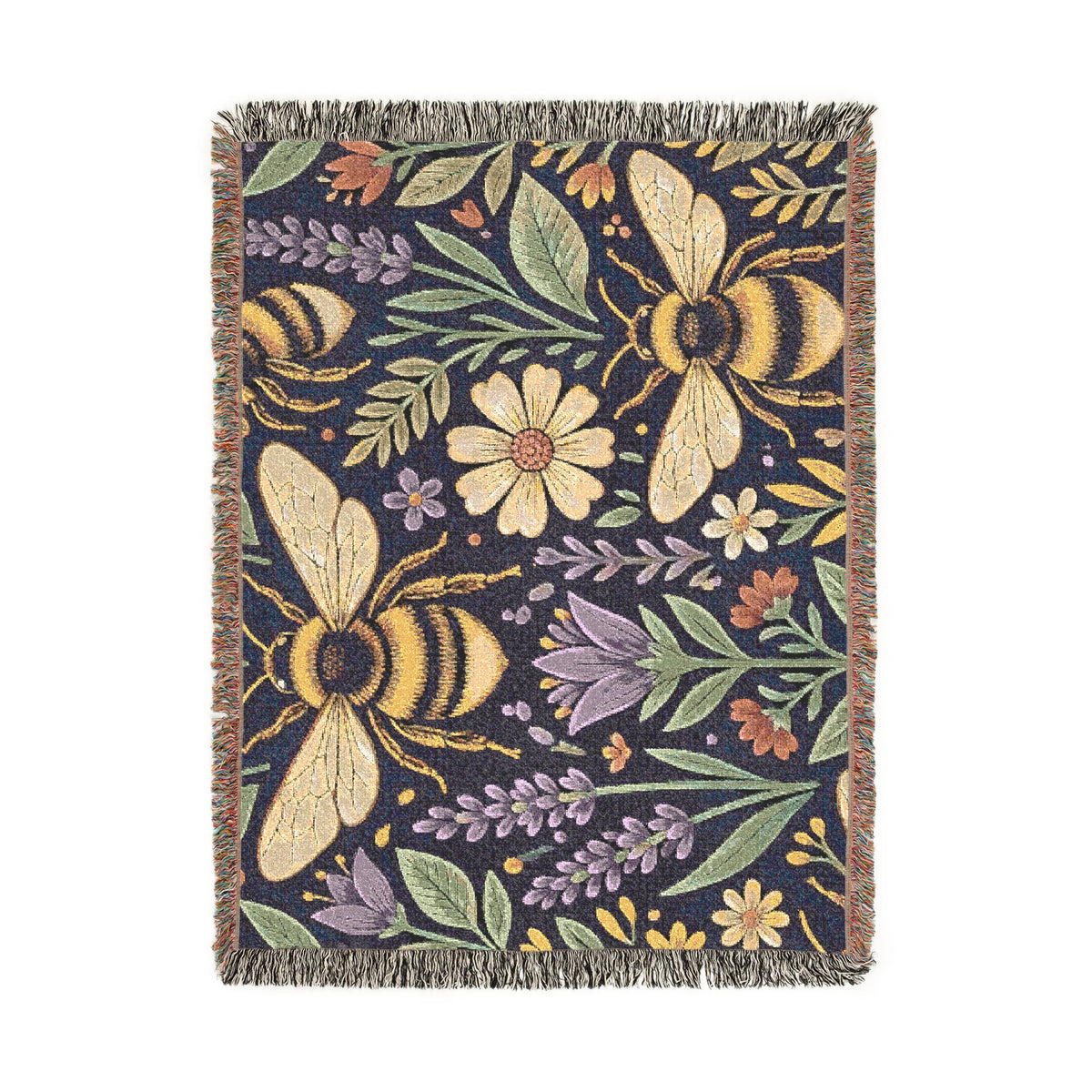 Bees and Wildflowers Woven Blanket | Bee Floral Throw
